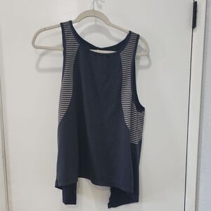 SYRONG BY ZUMBA Fitness Navy and Gray Striped Tank Top